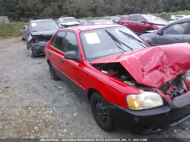 KMHCG45C51U189415 - 2001 HYUNDAI ACCENT GL RED photo 1