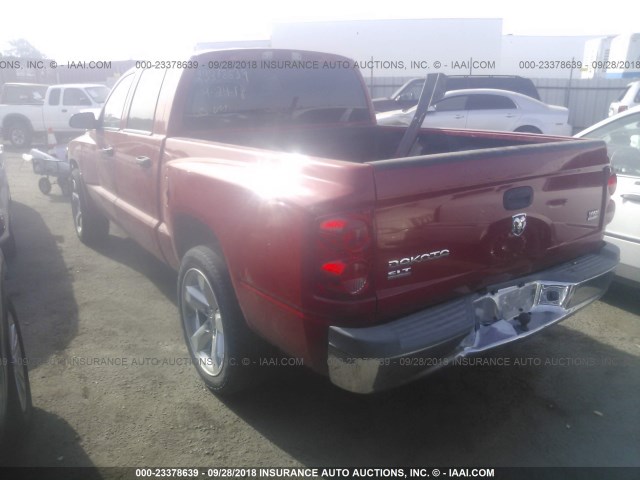 1D7HE48N16S533912 - 2006 DODGE DAKOTA QUAD SLT RED photo 3