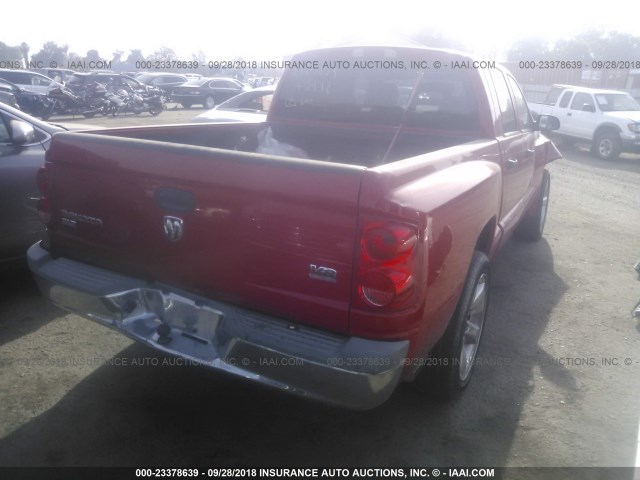 1D7HE48N16S533912 - 2006 DODGE DAKOTA QUAD SLT RED photo 4