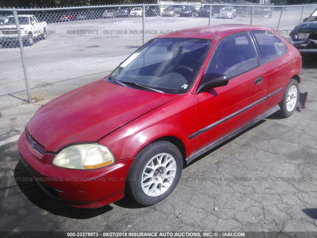 2HGEJ6425WH109805 - 1998 HONDA CIVIC CX RED photo 2