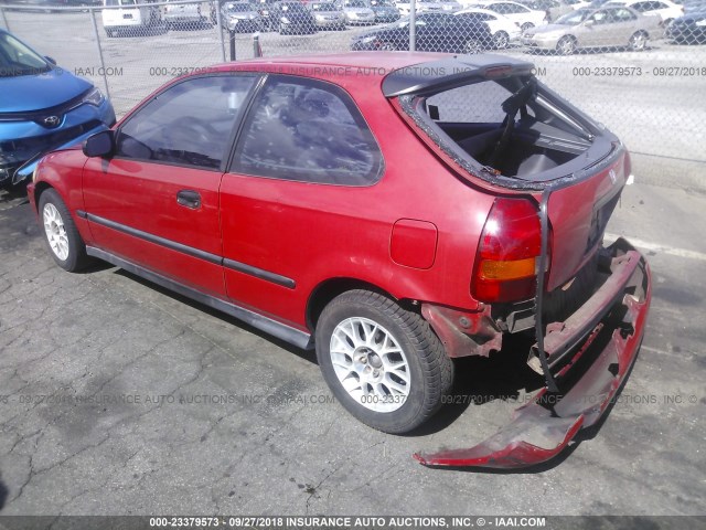 2HGEJ6425WH109805 - 1998 HONDA CIVIC CX RED photo 3