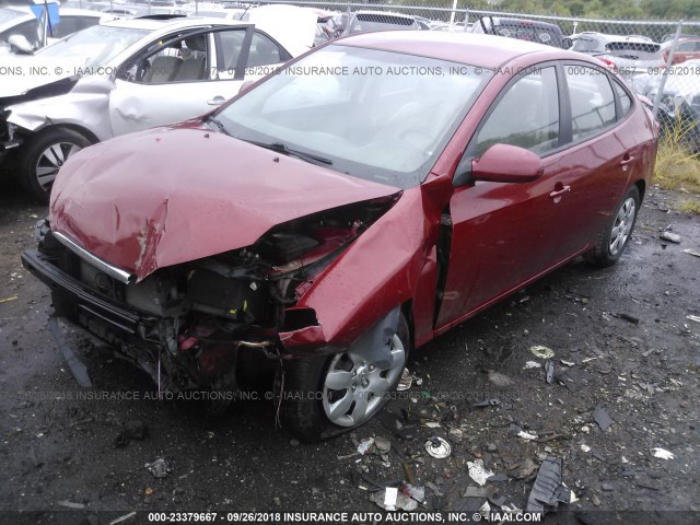 KMHDU46D99U615042 - 2009 HYUNDAI ELANTRA GLS/SE RED photo 2