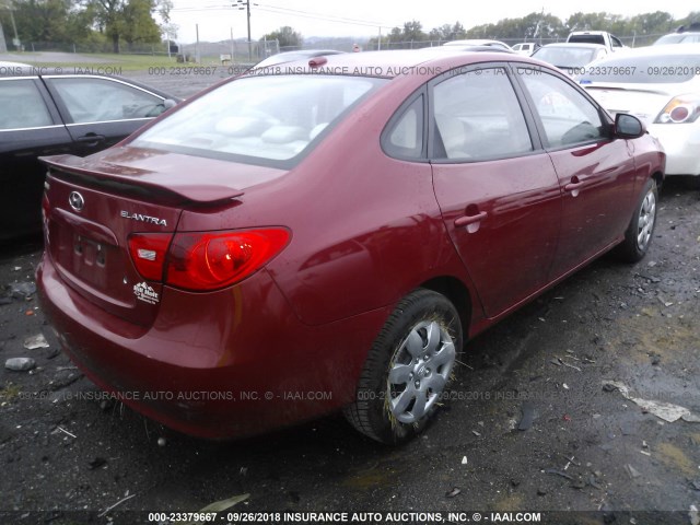 KMHDU46D99U615042 - 2009 HYUNDAI ELANTRA GLS/SE RED photo 4