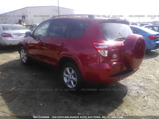 2T3YF4DV2BW090426 - 2011 TOYOTA RAV4 LIMITED RED photo 3