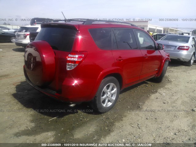 2T3YF4DV2BW090426 - 2011 TOYOTA RAV4 LIMITED RED photo 4