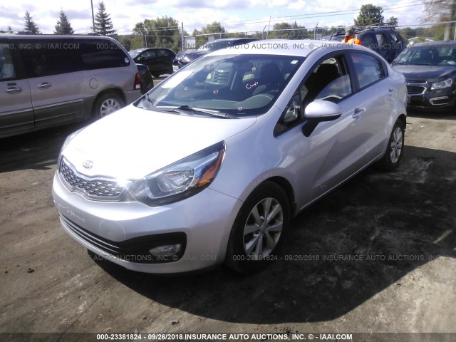 KNADN4A35E6357226 - 2014 KIA RIO EX SILVER photo 2