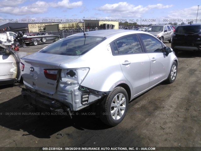 KNADN4A35E6357226 - 2014 KIA RIO EX SILVER photo 4