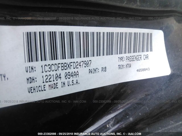 1C3CDFBBXFD247907 - 2015 DODGE DART SXT BLACK photo 9