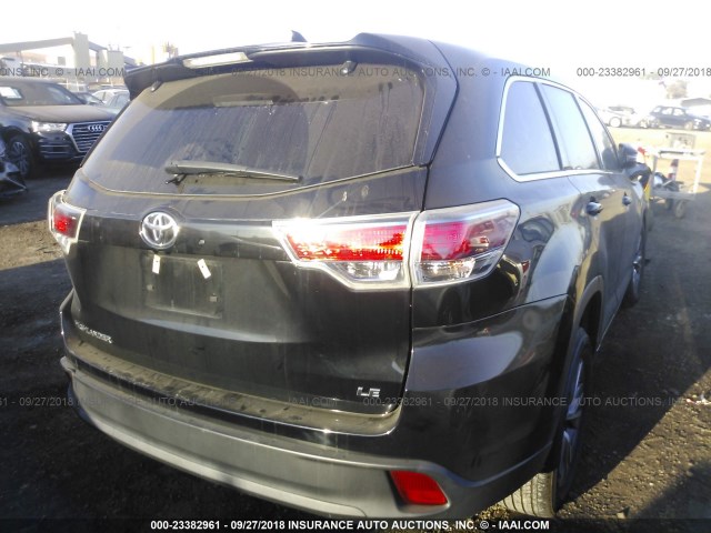 5TDZKRFHXGS122648 - 2016 TOYOTA HIGHLANDER LE/LE PLUS BLACK photo 4