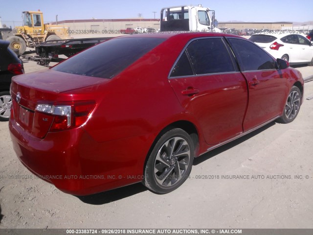 4T4BF1FK1CR181937 - 2012 TOYOTA CAMRY SE/LE/XLE 红色 照片 4