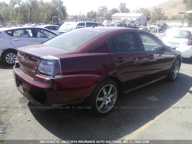 4A3AB76TX7E043960 - 2007 MITSUBISHI GALANT RALLIART BURGUNDY photo 4