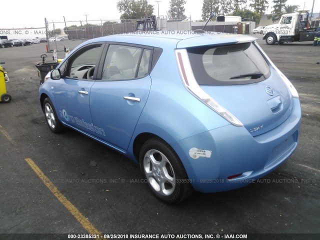 JN1AZ0CPXBT004838 - 2011 NISSAN LEAF SV/SL BLUE photo 3