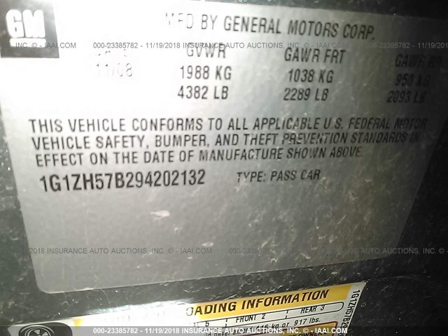 1G1ZH57B294202132 - 2009 CHEVROLET MALIBU 1LT 绿色 照片 9