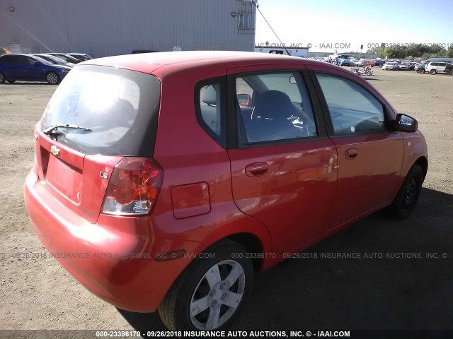 KL1TD66628B154801 - 2008 CHEVROLET AVEO LS RED photo 4