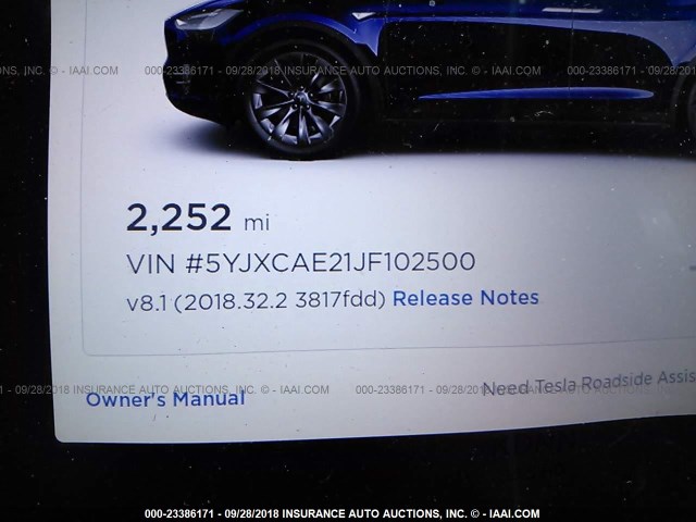 5YJXCAE21JF102500 - 2018 TESLA MODEL X BLUE photo 7