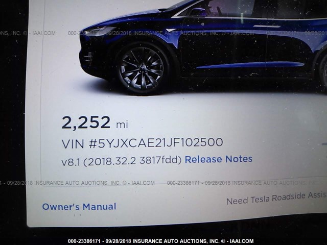 5YJXCAE21JF102500 - 2018 TESLA MODEL X BLUE photo 9