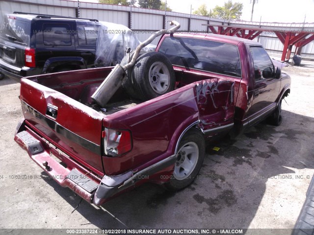 1GCCS14Z3S8141090 - 1995 CHEVROLET S TRUCK S10 BURGUNDY photo 4