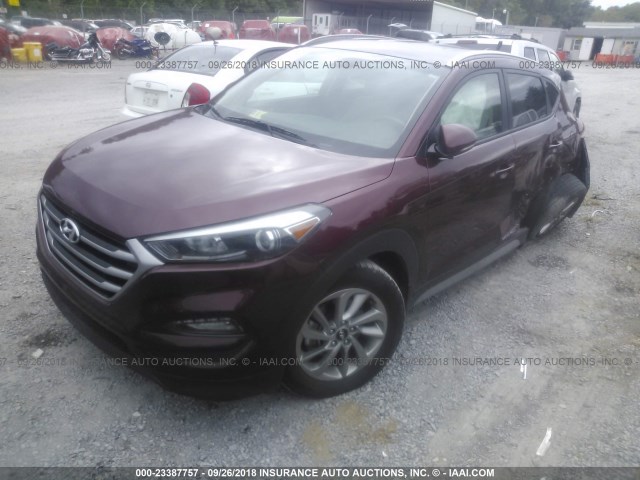 KM8J33A43HU412461 - 2017 HYUNDAI TUCSON LIMITED/SPORT AND ECO/SE BURGUNDY photo 2