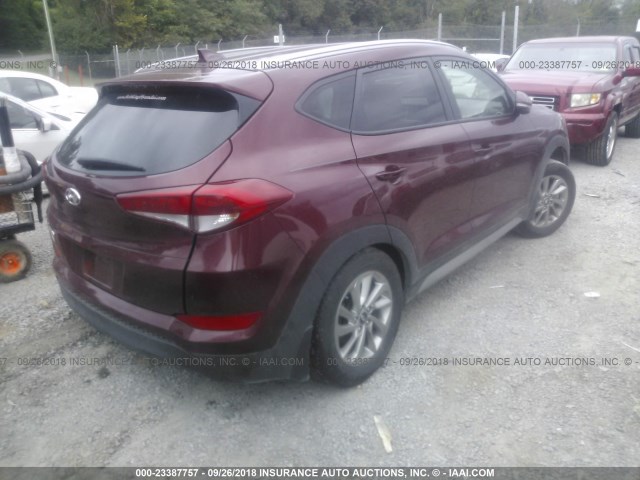 KM8J33A43HU412461 - 2017 HYUNDAI TUCSON LIMITED/SPORT AND ECO/SE BURGUNDY photo 4