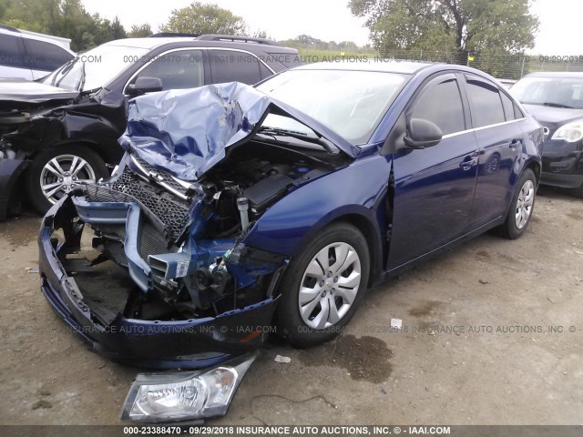 1G1PC5SH9C7355386 - 2012 CHEVROLET CRUZE LS BLUE photo 2