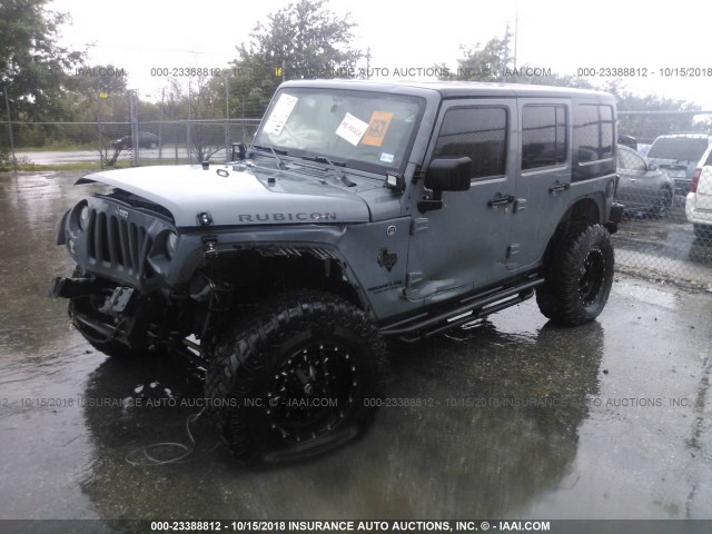 1C4BJWFG7EL195646 - 2014 JEEP WRANGLER UNLIMITE RUBICON GRAY photo 2