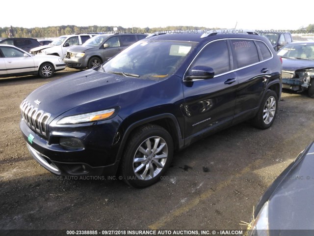 1C4PJLDSXFW597446 - 2015 JEEP CHEROKEE LIMITED BLUE photo 2