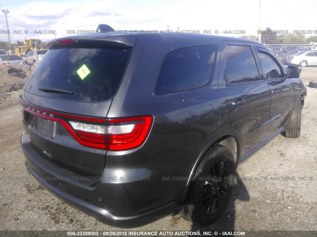 1C4RDJDG8GC411101 - 2016 DODGE DURANGO LIMITED GRAY photo 4