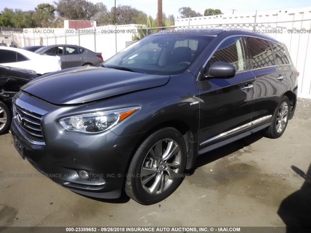 5N1CL0MN9EC522721 - 2014 INFINITI QX60 HYBRID GRAY photo 2