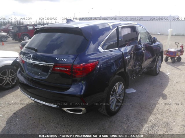 5FRYD3H58HB010537 - 2017 ACURA MDX TECHNOLOGY BLUE photo 4