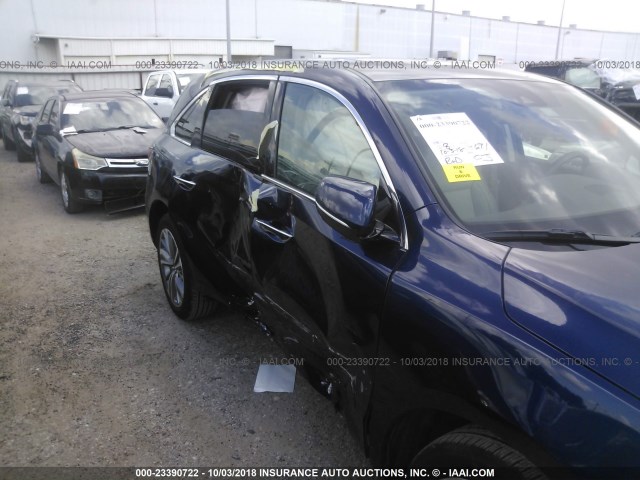 5FRYD3H58HB010537 - 2017 ACURA MDX TECHNOLOGY BLUE photo 6