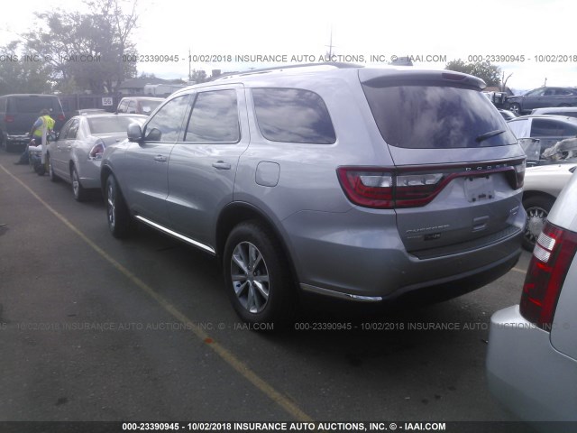 1C4RDJDG3FC695526 - 2015 DODGE DURANGO LIMITED SILVER photo 3