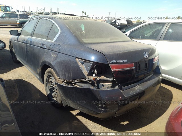 1HGCP2F36BA070221 - 2011 HONDA ACCORD LX BLUE photo 3