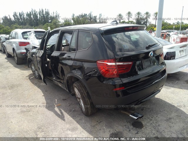 5UXWX9C57E0D22564 - 2014 BMW X3 XDRIVE28I BLACK photo 3