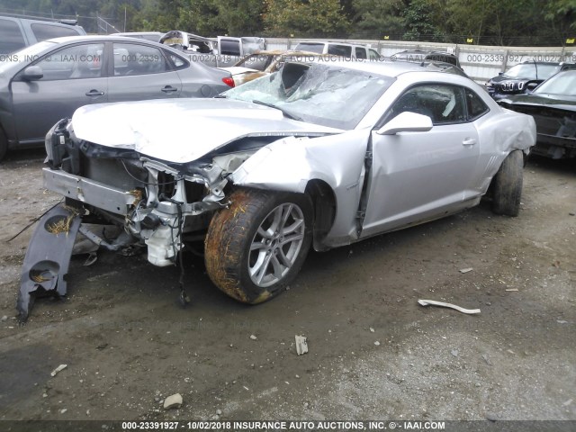 2G1FB1E35F9255053 - 2015 CHEVROLET CAMARO LS SILVER photo 2