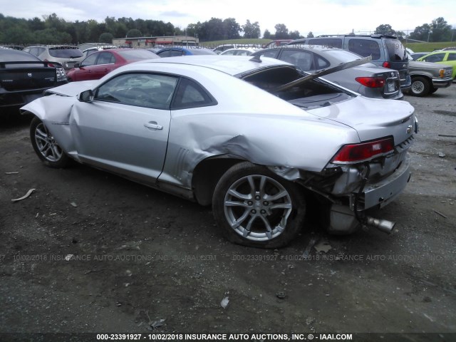 2G1FB1E35F9255053 - 2015 CHEVROLET CAMARO LS SILVER photo 3