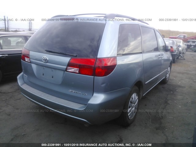 5TDZA23C35S368702 - 2005 TOYOTA SIENNA CE/LE BLUE photo 4