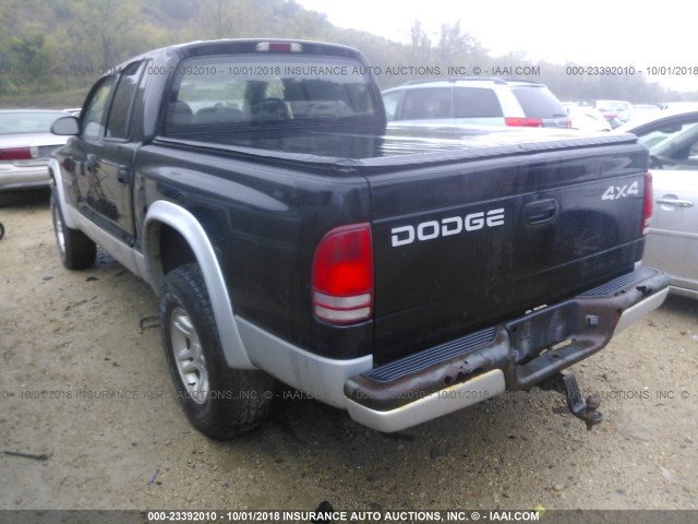 1B7HG48NX2S691633 - 2002 DODGE DAKOTA QUAD SLT BLACK photo 3