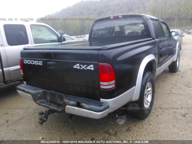 1B7HG48NX2S691633 - 2002 DODGE DAKOTA QUAD SLT BLACK photo 4