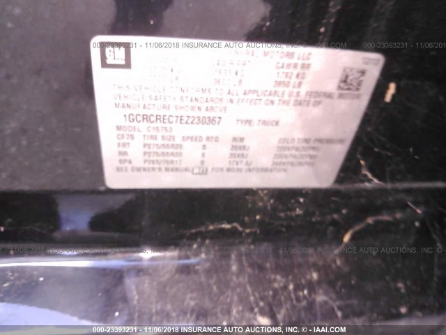 1GCRCREC7EZ230367 - 2014 CHEVROLET SILVERADO C1500 LT BLACK photo 9
