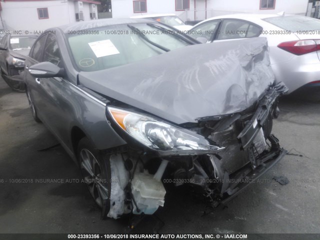 5NPEC4ACXEH908186 - 2014 HYUNDAI SONATA SE/LIMITED GRAY photo 1