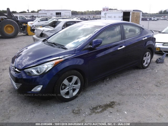 5NPDH4AE2DH297616 - 2013 HYUNDAI ELANTRA GLS/LIMITED BLUE photo 2