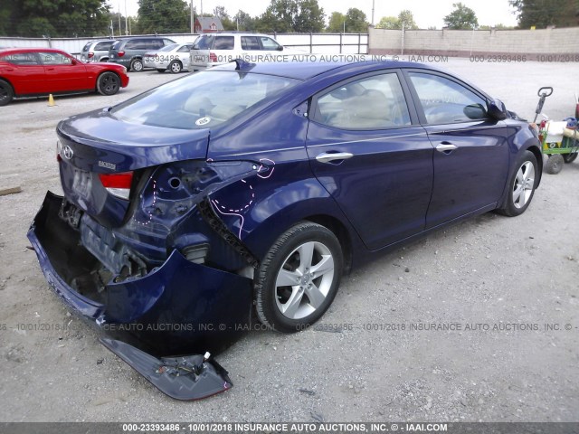 5NPDH4AE2DH297616 - 2013 HYUNDAI ELANTRA GLS/LIMITED BLUE photo 4