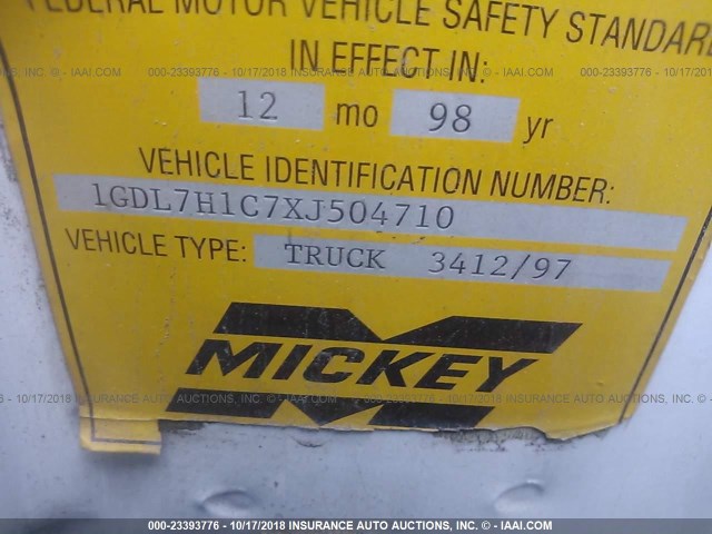 1GDL7H1C7XJ504710 - 1999 GMC C-SERIES C7H042 WHITE photo 10