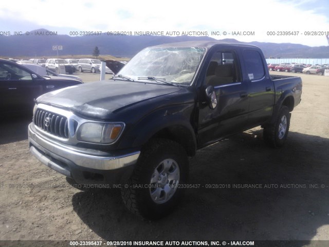 5TEHN72N02Z135763 - 2002 TOYOTA TACOMA DOUBLE CAB BLACK photo 2