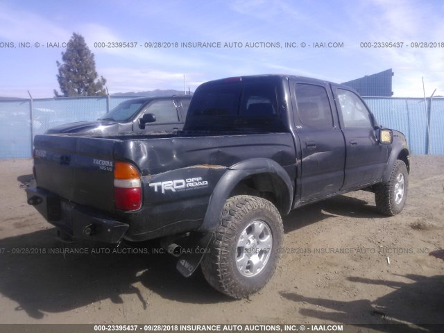 5TEHN72N02Z135763 - 2002 TOYOTA TACOMA DOUBLE CAB BLACK photo 4