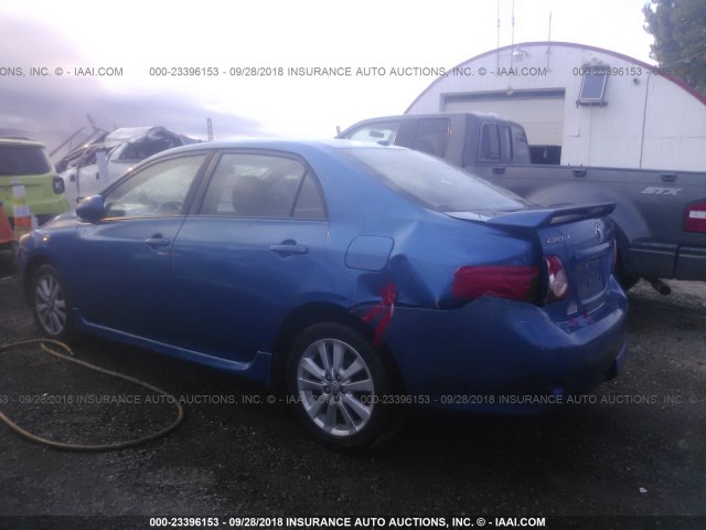 1NXBU40E49Z045993 - 2009 TOYOTA COROLLA S/LE/XLE BLUE photo 3