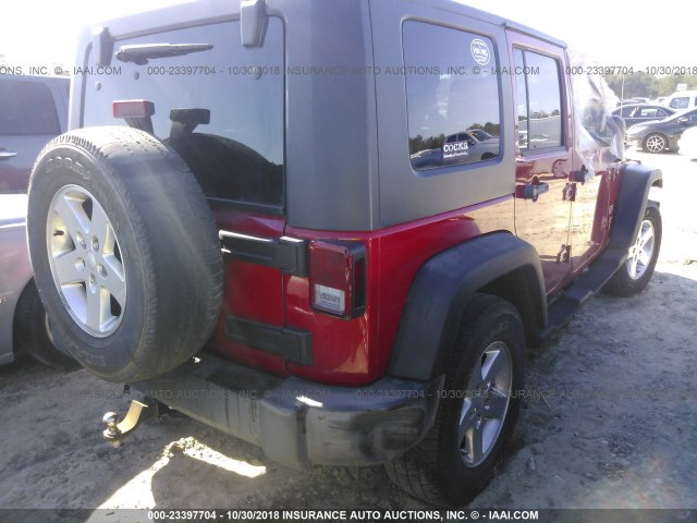 1J4GA391X7L202520 - 2007 JEEP WRANGLER X RED photo 4