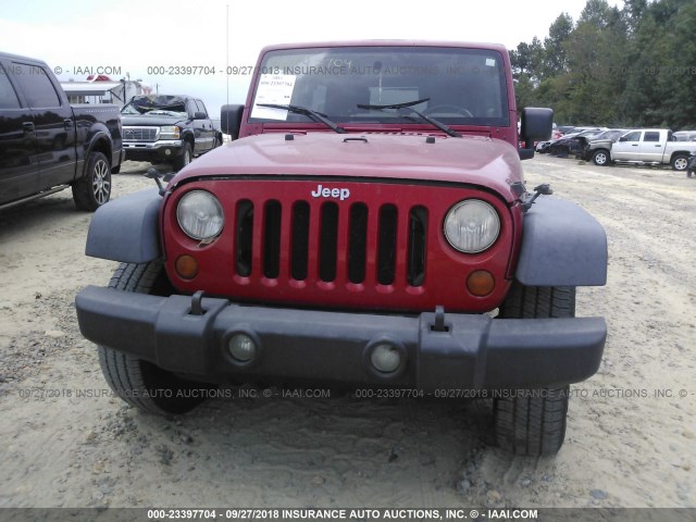 1J4GA391X7L202520 - 2007 JEEP WRANGLER X RED photo 6