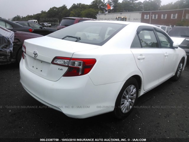 4T1BF1FK6DU255123 - 2013 TOYOTA CAMRY L/SE/LE/XLE WHITE photo 4