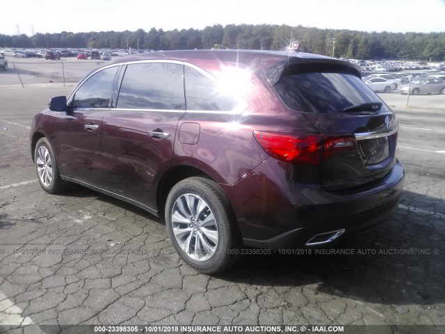 5FRYD3H43GB020981 - 2016 ACURA MDX TECHNOLOGY MAROON photo 3